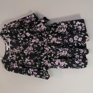 Motherhood Maternity black floral top with tie in front size large